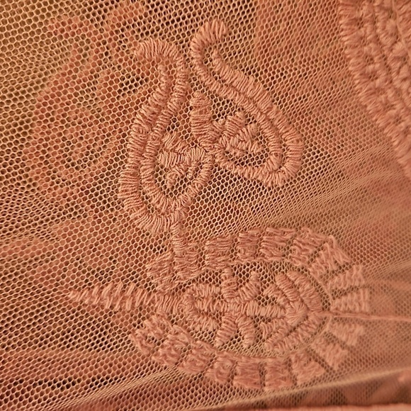 💕RACHEL ZOE💕 Scallop Trim Embroidered Lace CoverUp Dress ~ Dusty Rose OS NWT - Picture 6 of 10